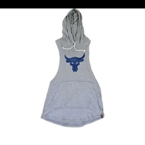 Under Armour Project Rock BSR Bull Sleeveless Hoodie Men's Medium Grey EUC